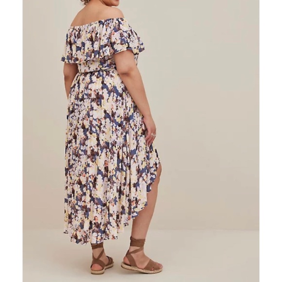 ๐ Midi Gauze Floral Off Shoulder Walk Through Dress 1 1X 14 16 NWT Torrid New! - Picture 3 of 6